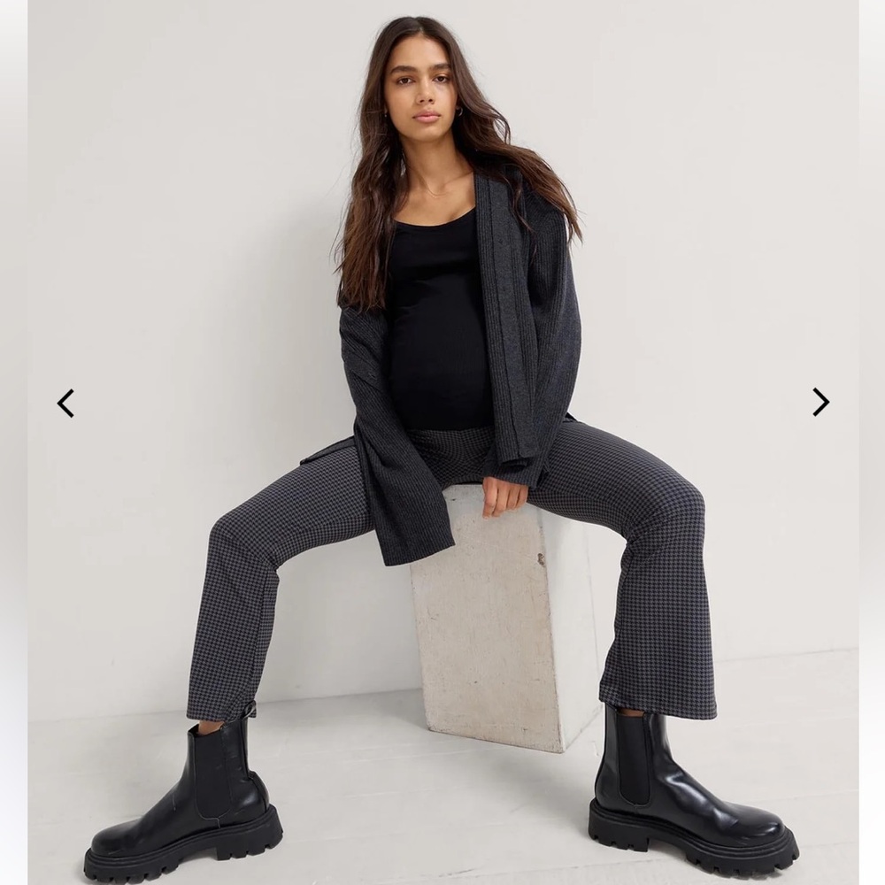 Hatch Maternity Bodyflex Crop Flare Legging Houndstooth